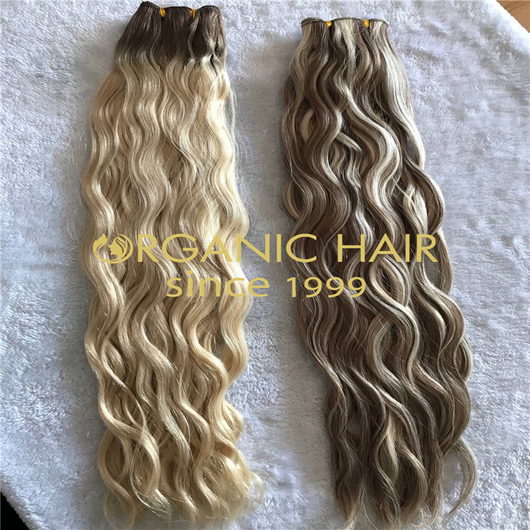 Mixed color--hand tied hair extensions.natural wave H129